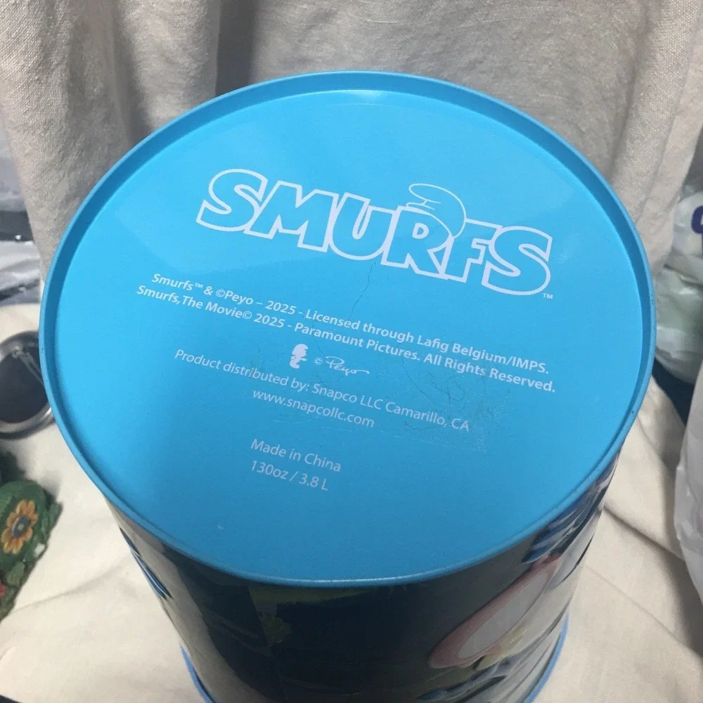 NEW‎ 2025 SMURFS Metal Tin Popcorn Bucket